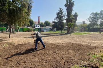 Rehabilitan nueva área verde en Parque Morelos